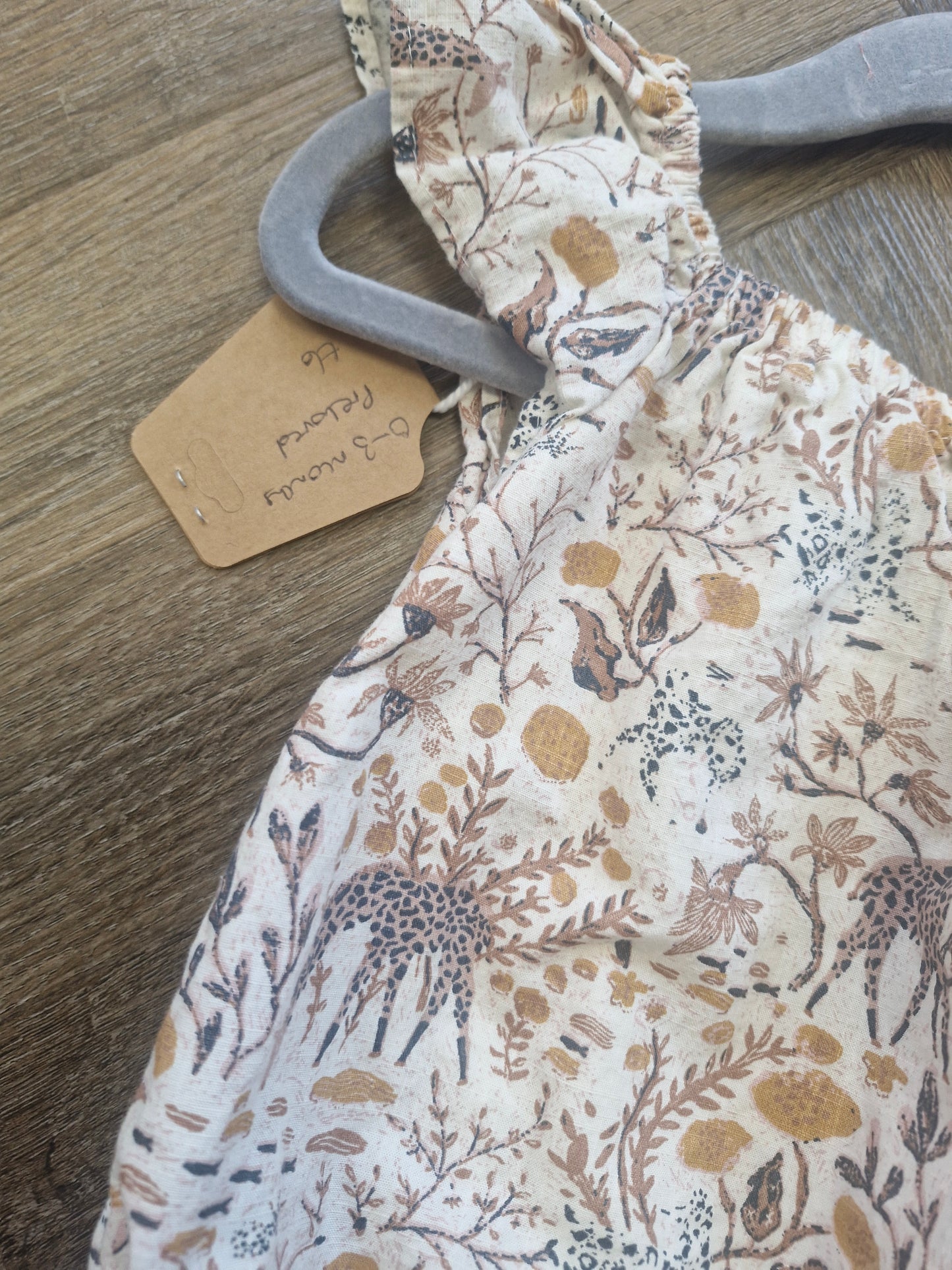 Safari print baby girl romper and headband preloved