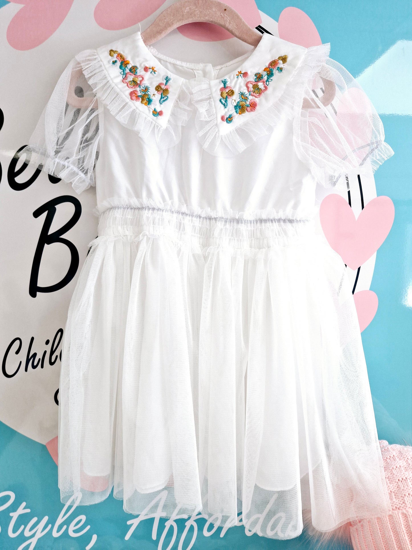 White tulle floral dress 18-24 months preloved
