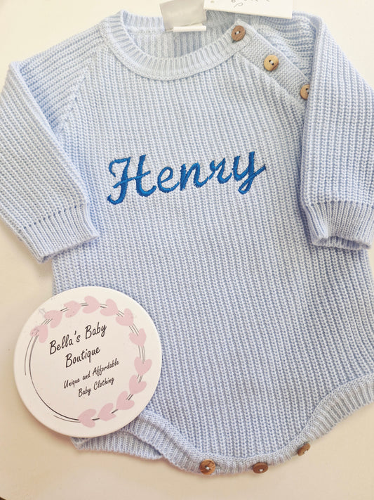 Personalised Embroidered Baby Knit Romper