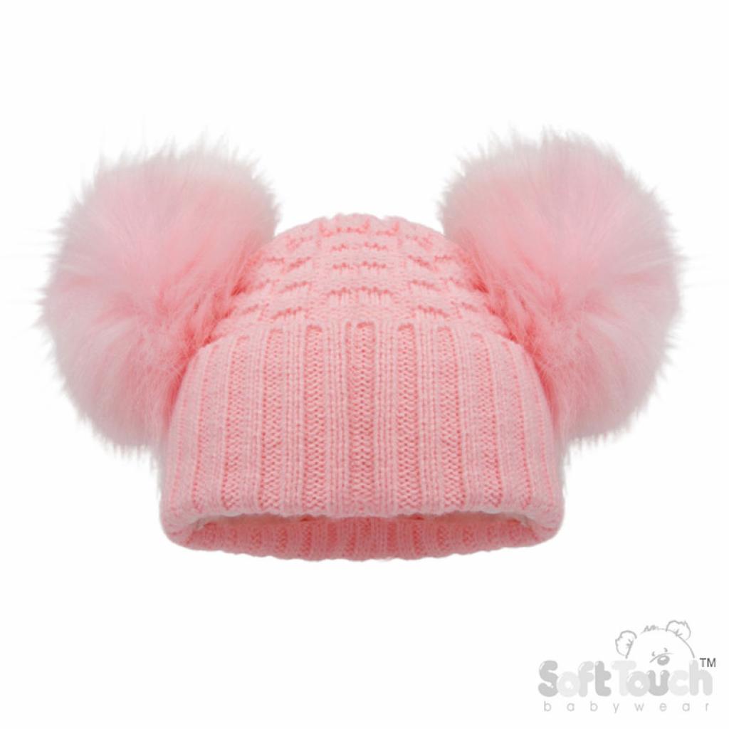 Pink Pom Pom Woolly Hat (3 sizes)