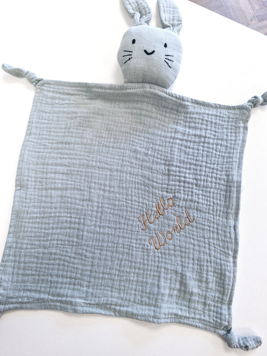 Hello World Muslin Bunny Comforters