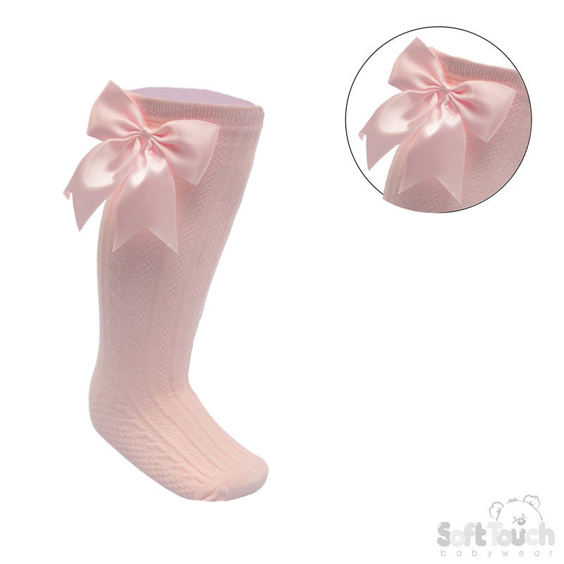 Pink Knee High Bow Socks