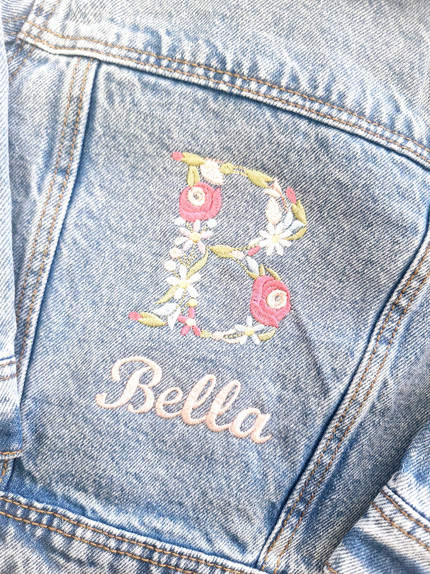 Personalised Floral Initial Denim Jacket