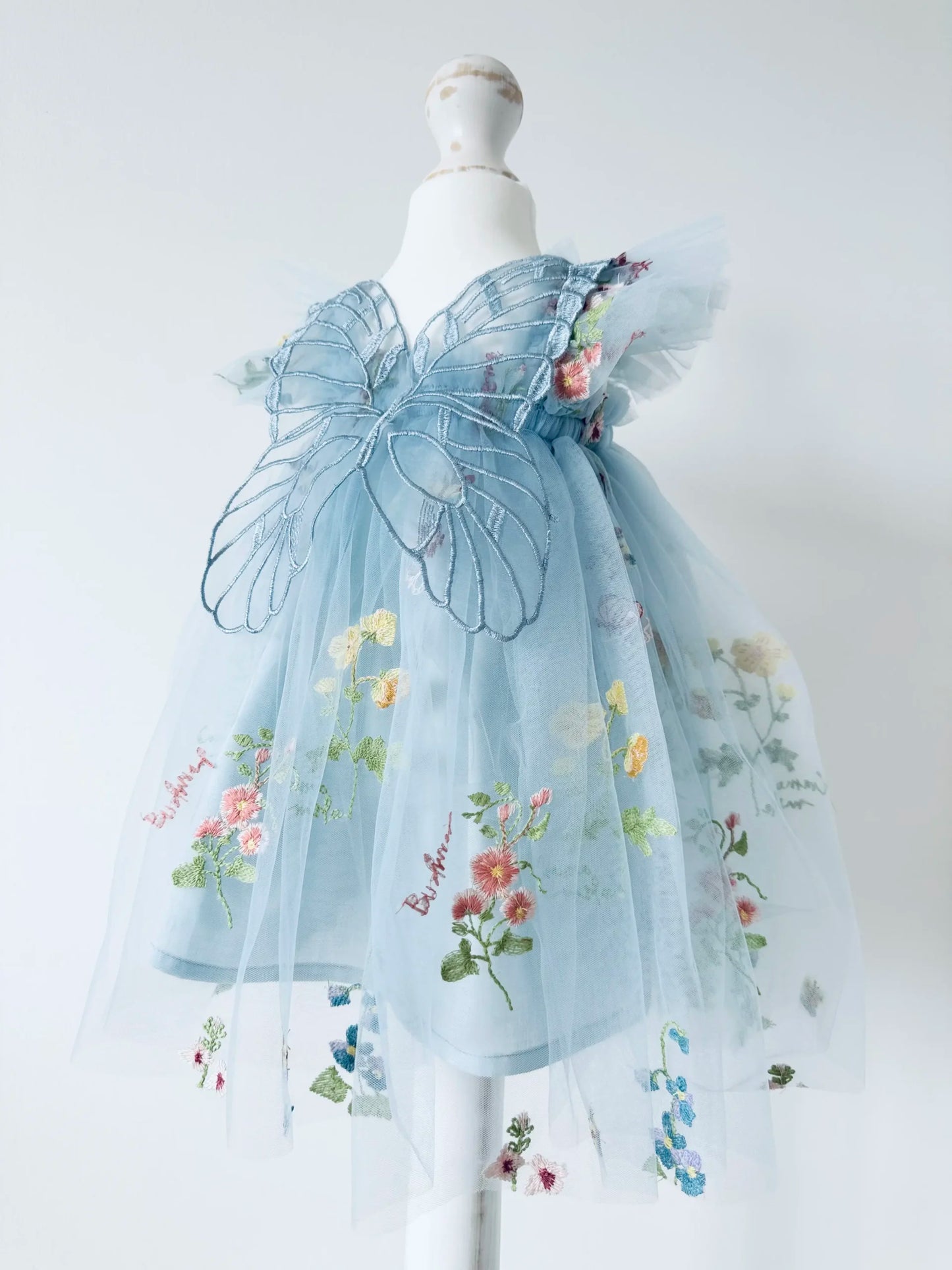 Blue Floral Butterfly Dress