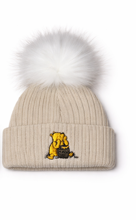 Hunny Bear Beige Single Pom Hat