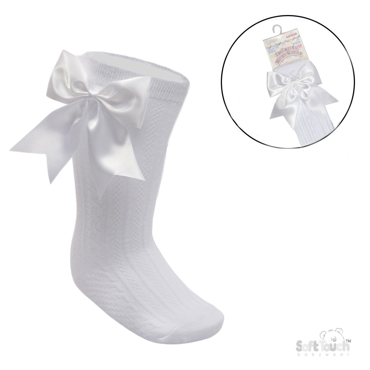 White Knee High Bow Socks
