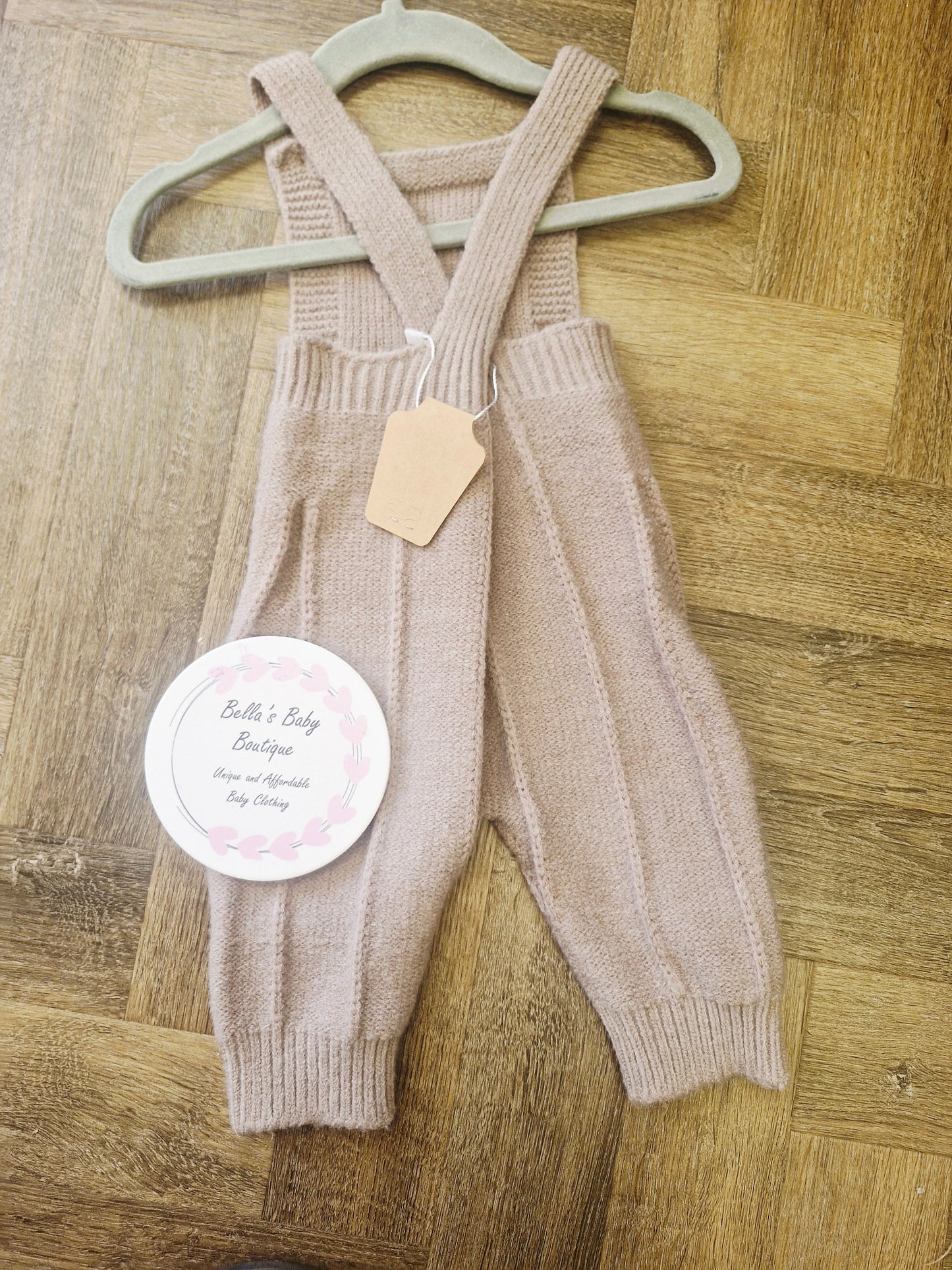 Brown Knit Baby Dungarees Preloved
