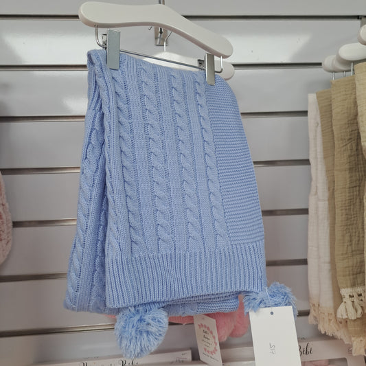 Pom Pom Knit Blanket
