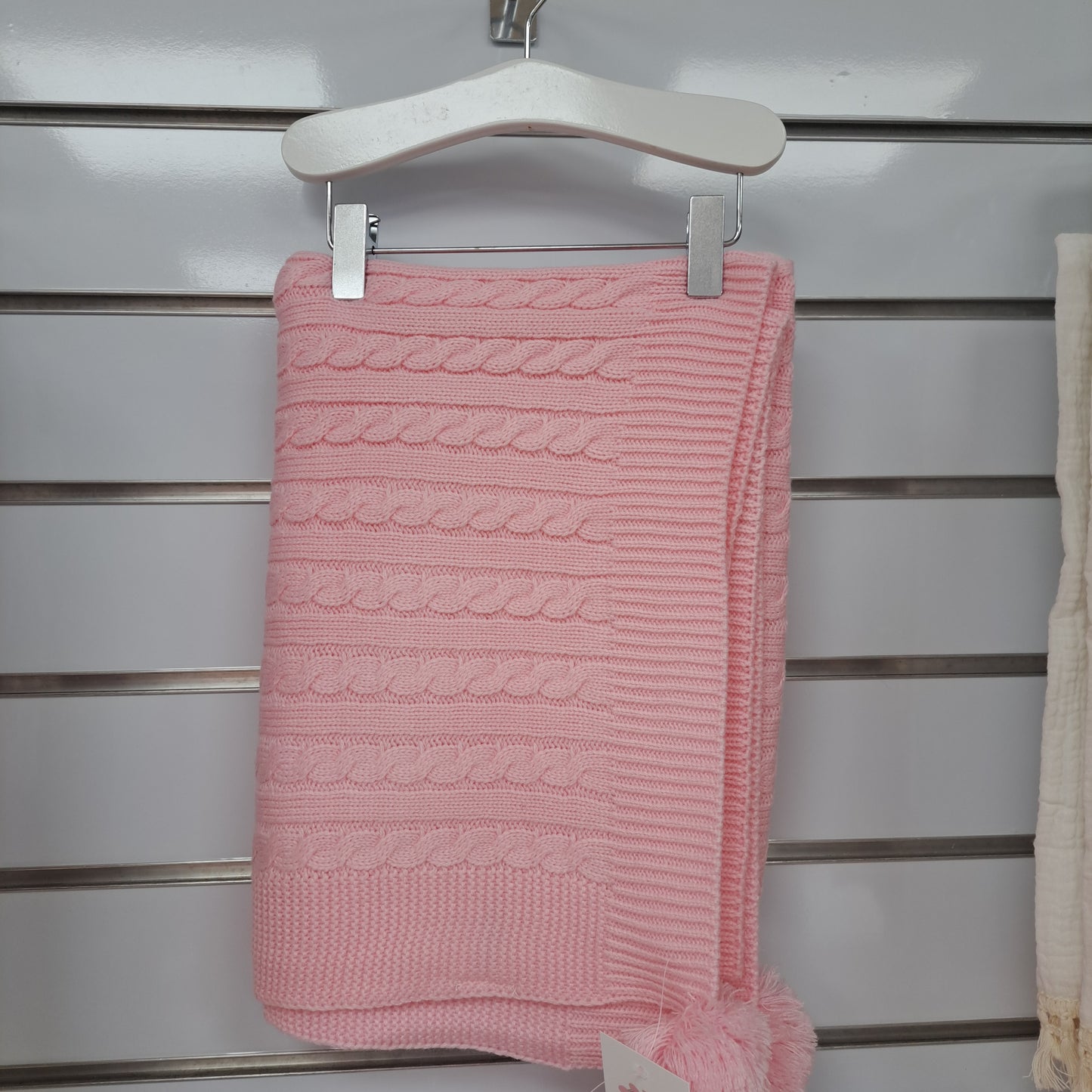 Pom Pom Knit Blanket