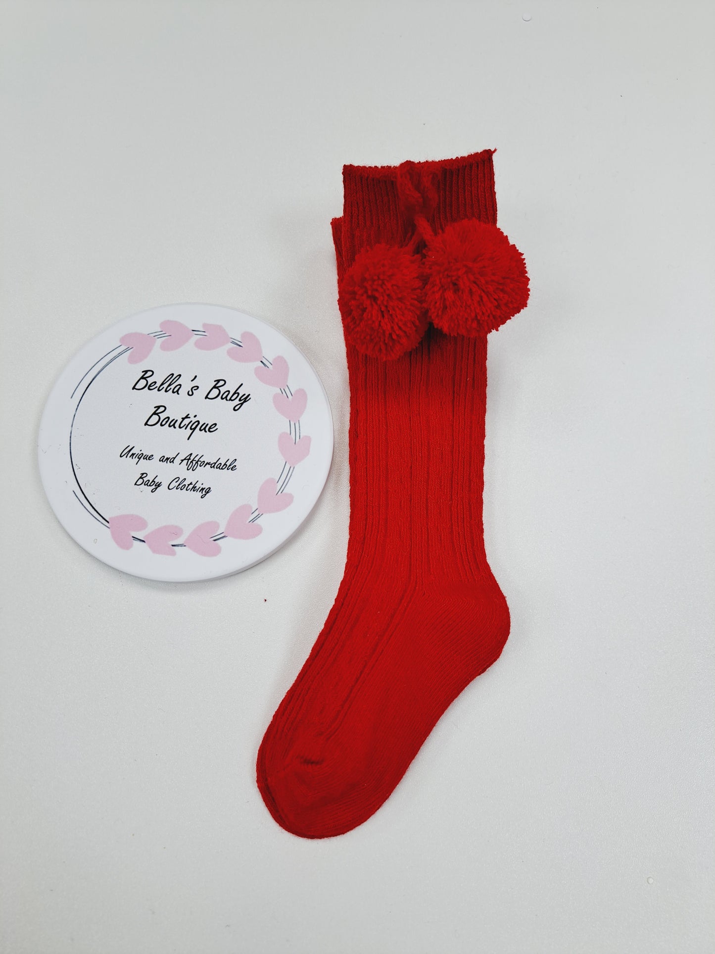 Pom Pom Knee High Socks