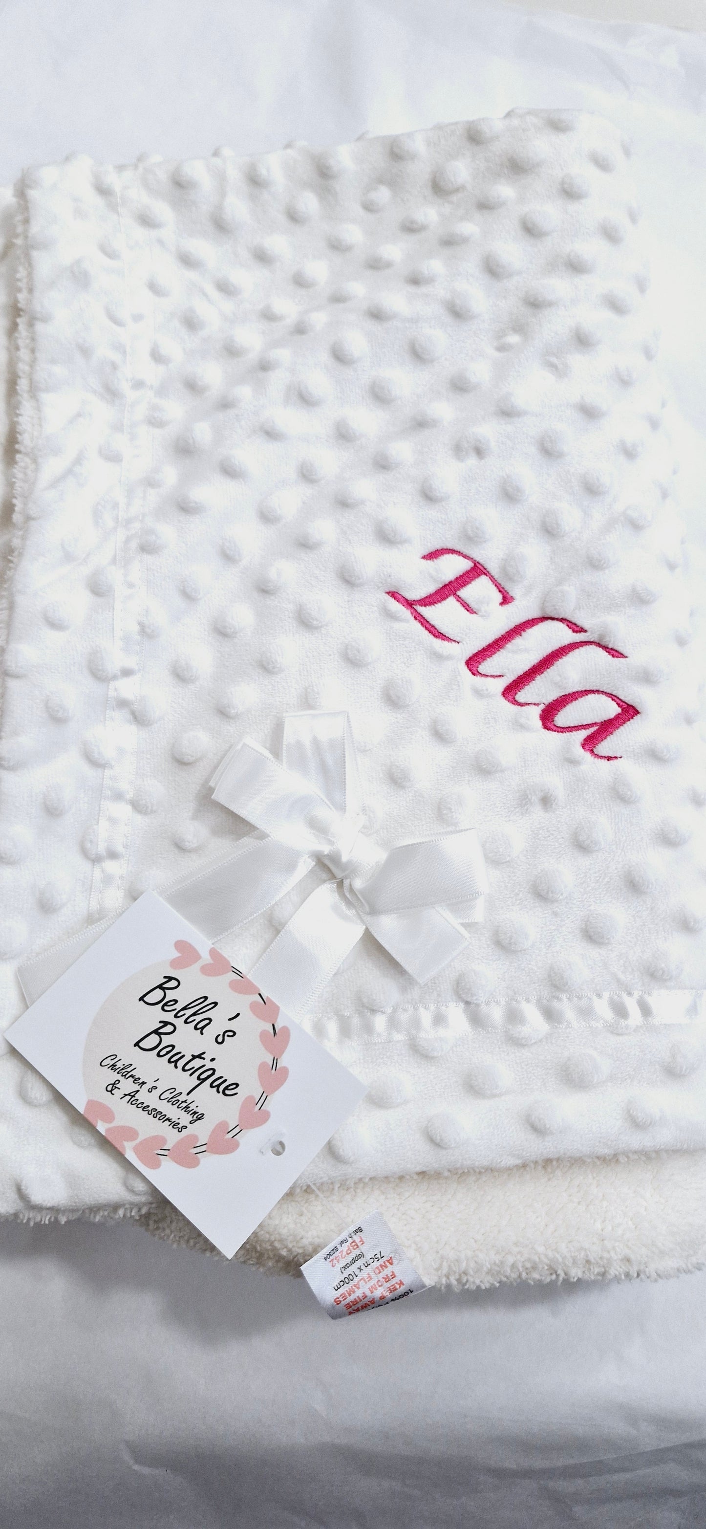 Personalised Embroidered Plush Bow Blanket