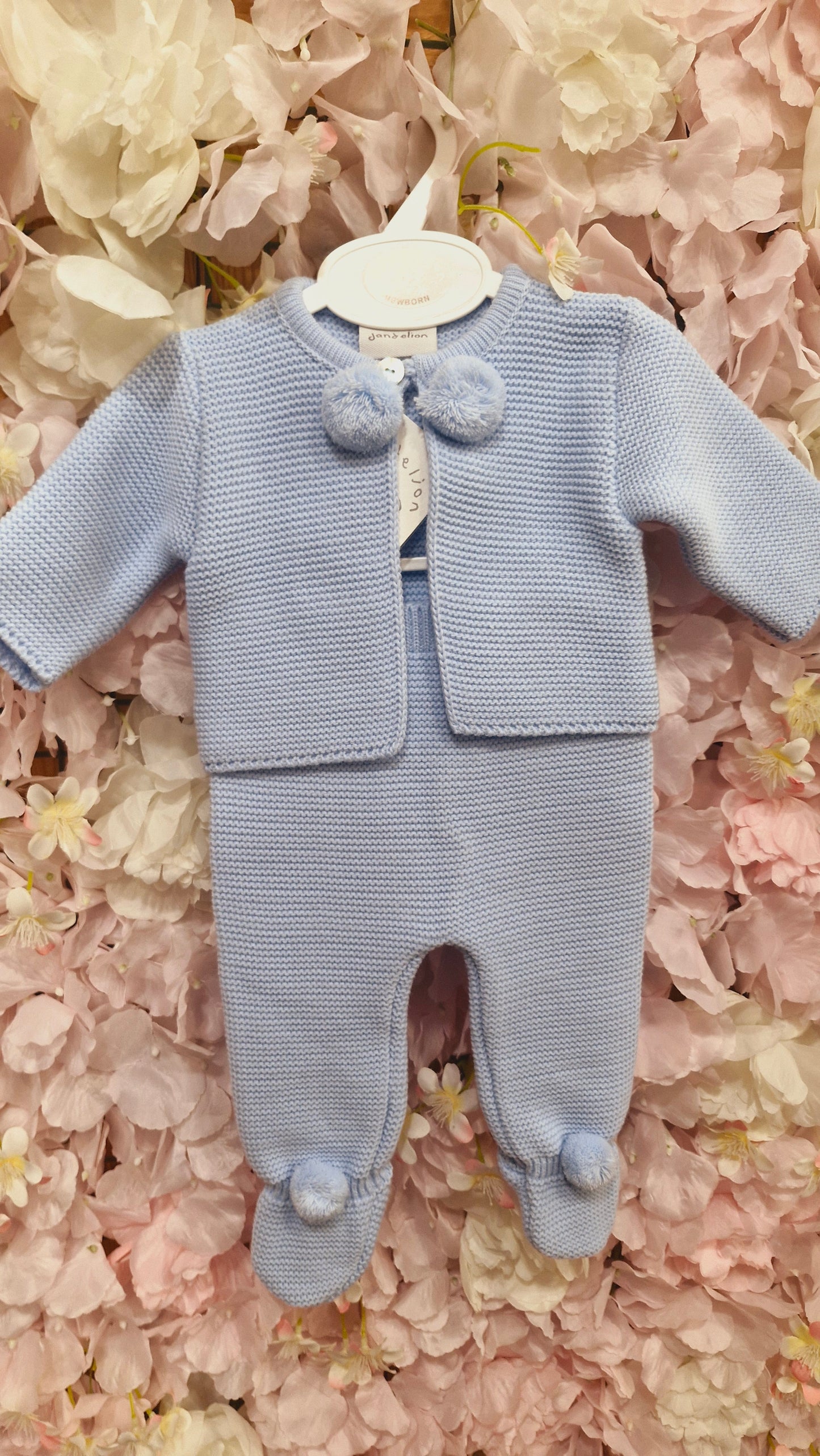 Blue Pom Pom Knit Set