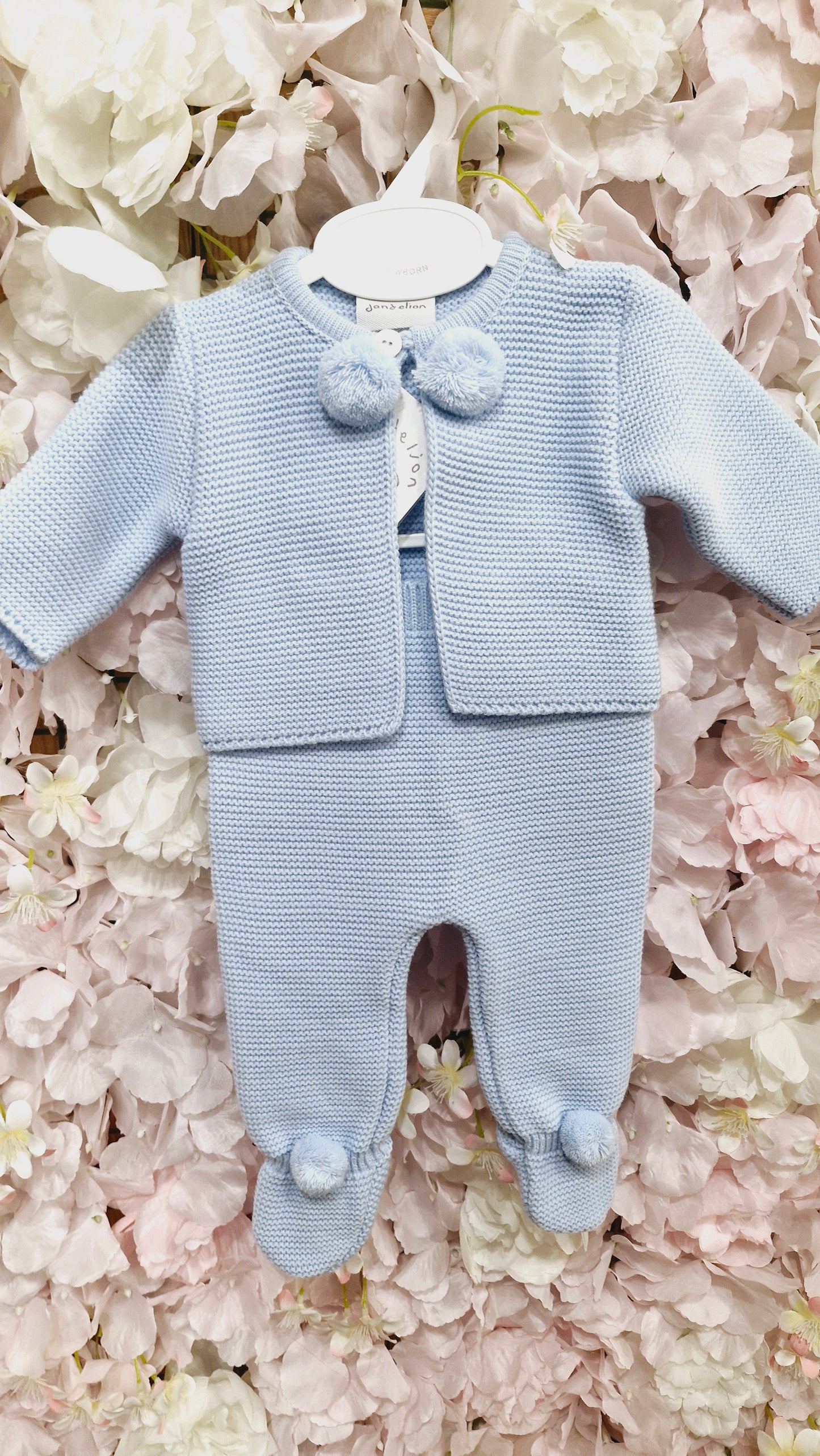 Blue Pom Pom Knit Set
