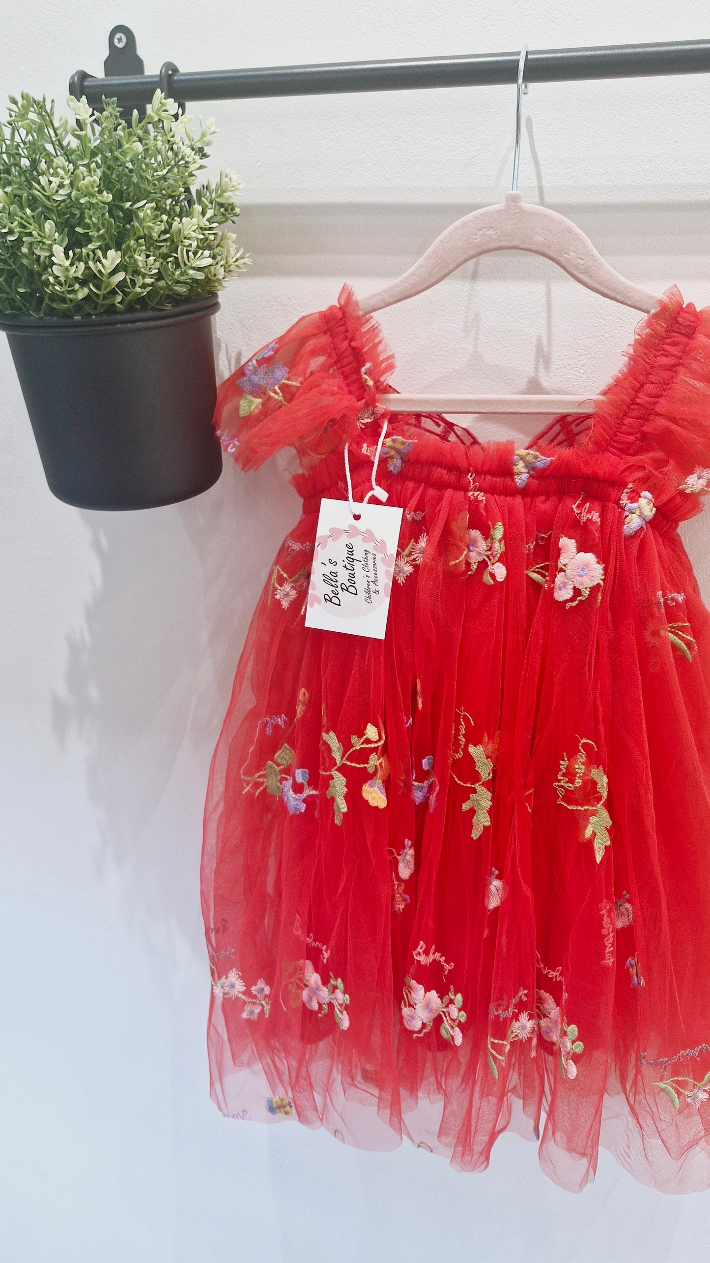 Red Floral Butterfly Dress pre order