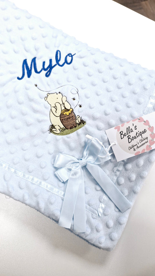 Hunny Bear personalised embroidered blanket