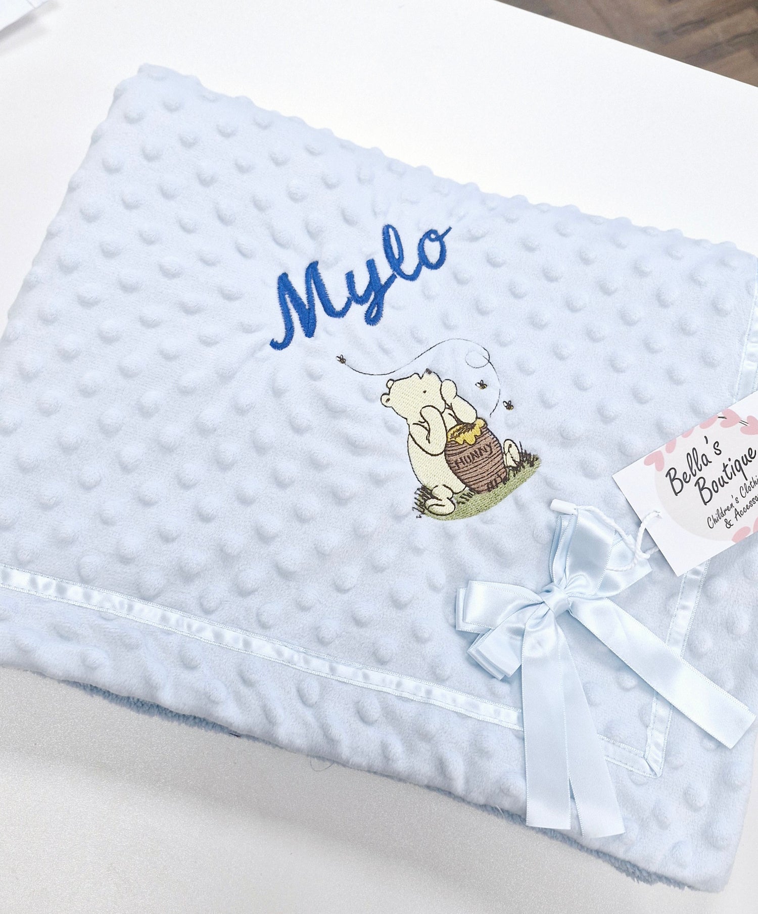 Hunny Bear personalised embroidered blanket