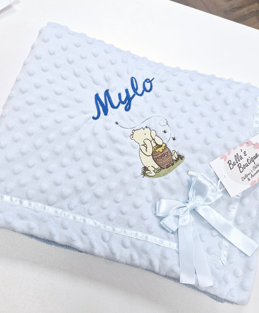 Hunny Bear personalised embroidered blanket