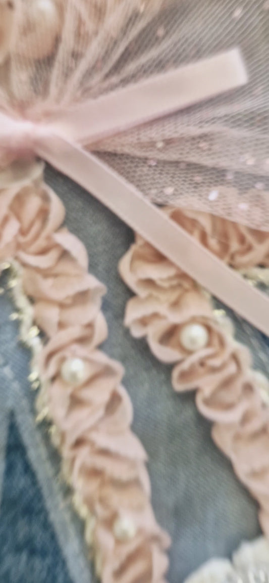 Personalised Pink Ruffle Bow Denim Jacket