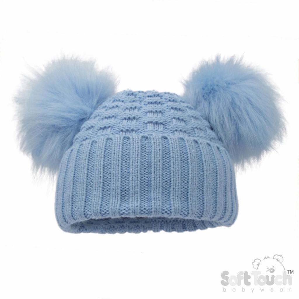 Blue Pom Pom Woolly Hat (3 sizes)