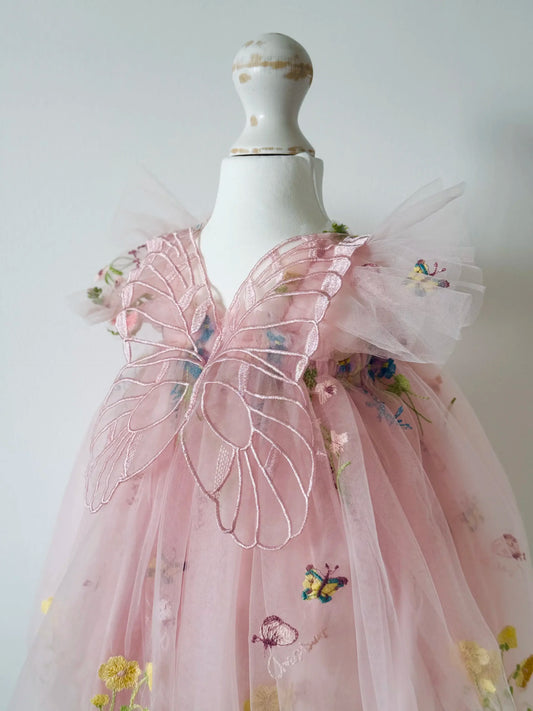 Pink Floral Butterfly Dress