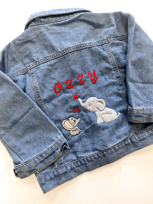 Personalised Elephant Denim Jacket