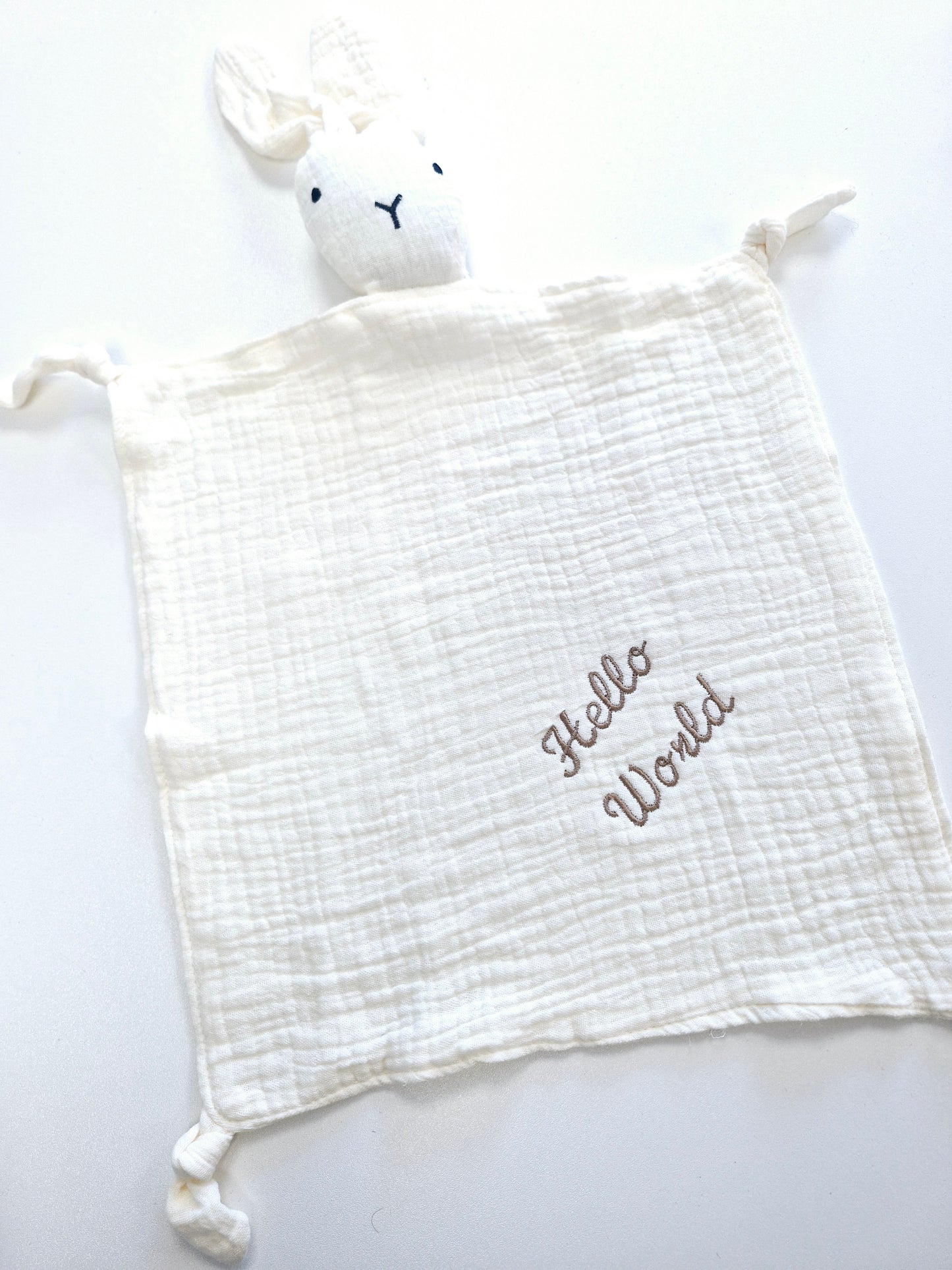 Hello World Muslin Bunny Comforters