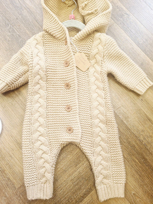 Brown knit baby pramsuit Preloved
