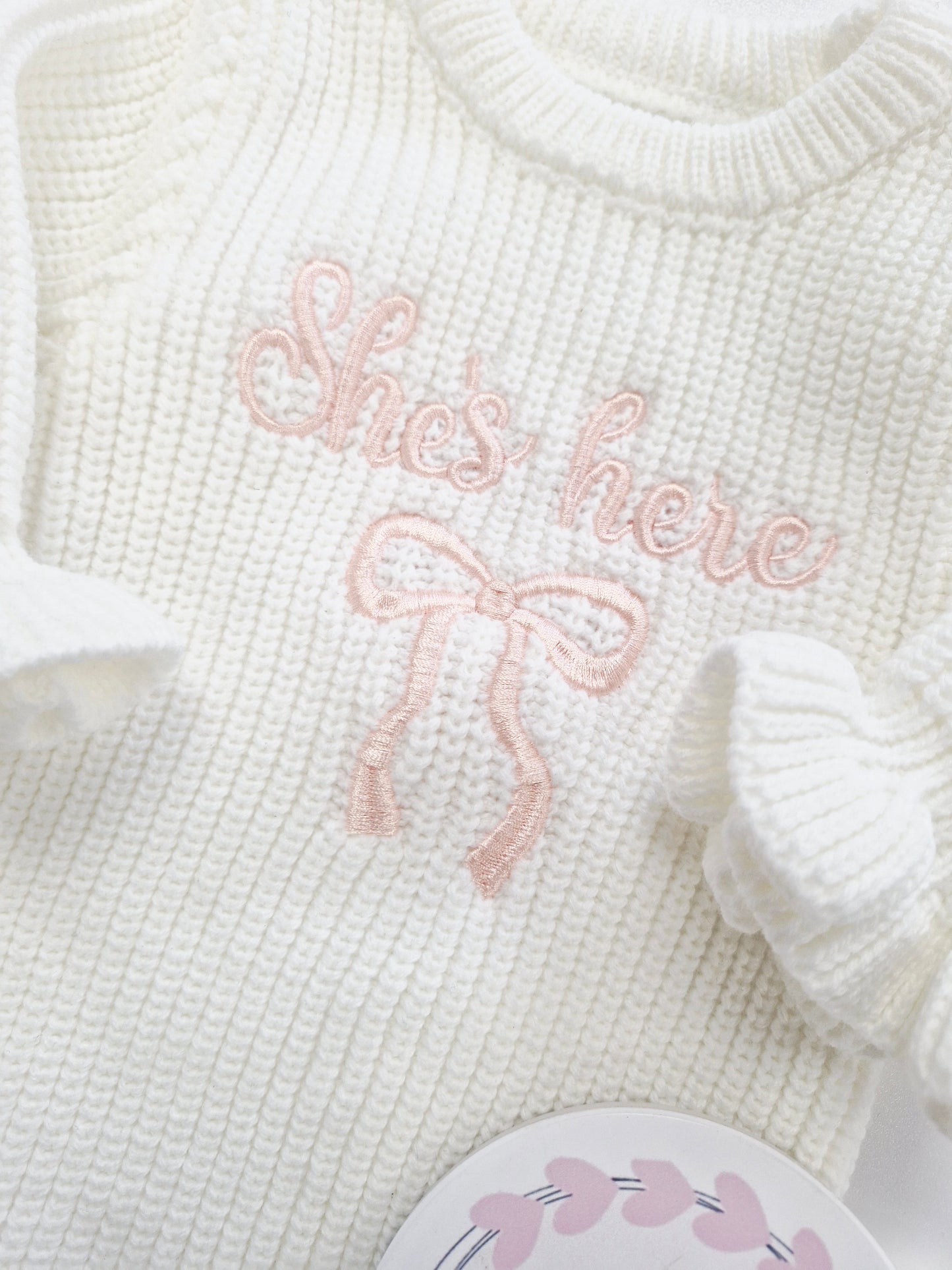 'She's Here' Knit Romper