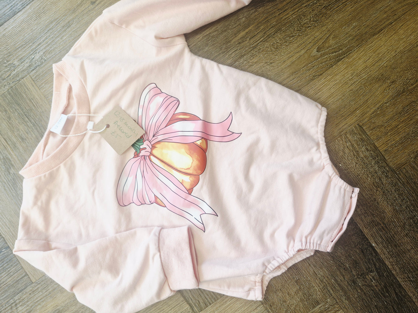 Pink Pumpkin Autum Sweater Romper Preloved
