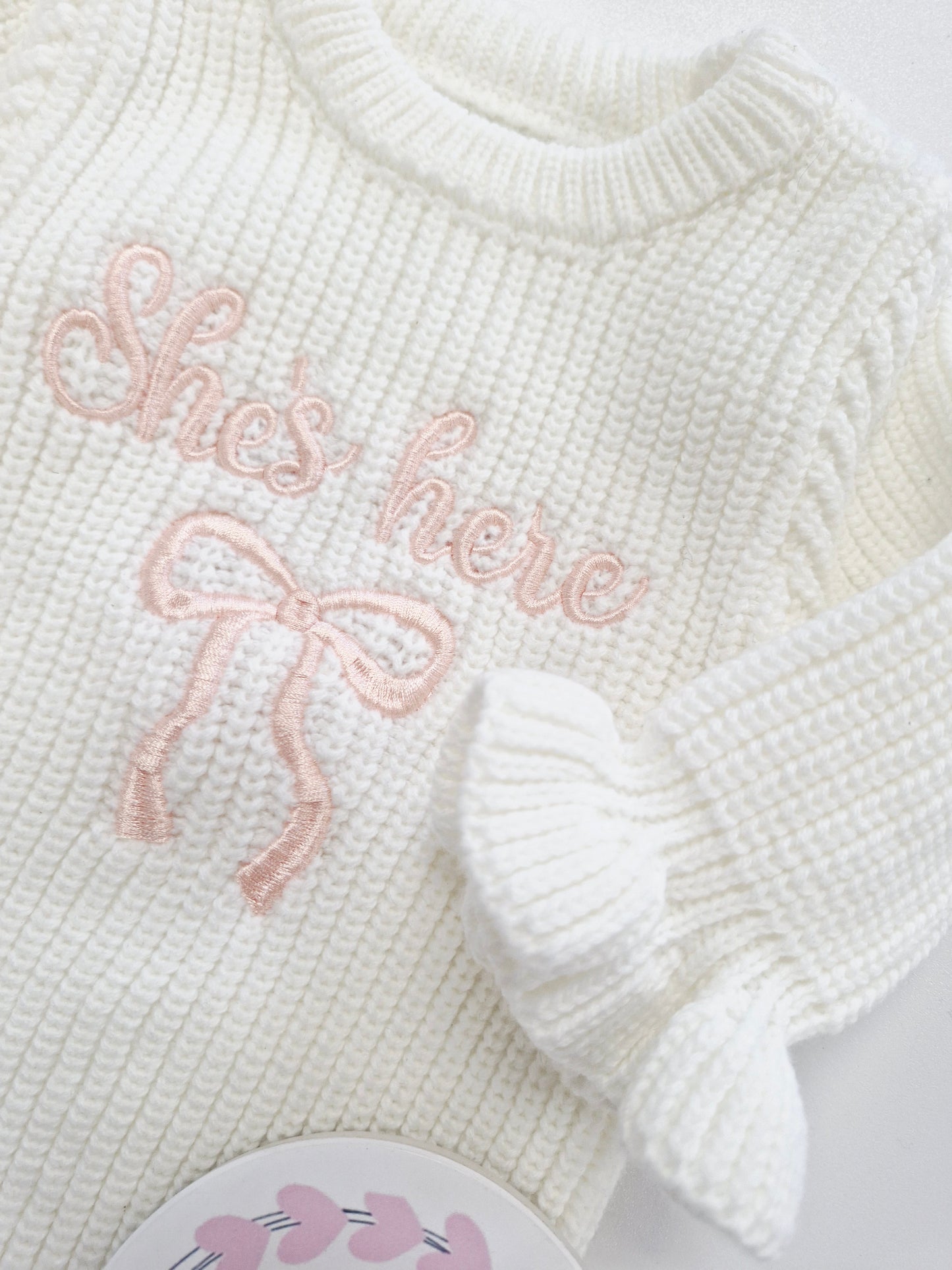 'She's Here' Knit Romper