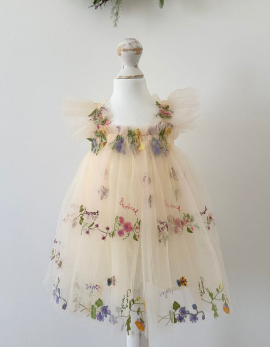 Cream Floral Butterfly Dress