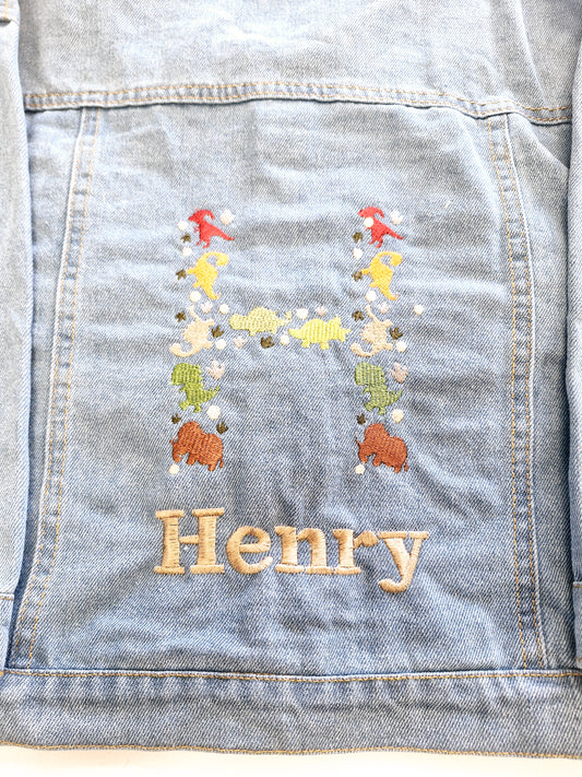 Personalised Dinosaur Initial Denim Jacket
