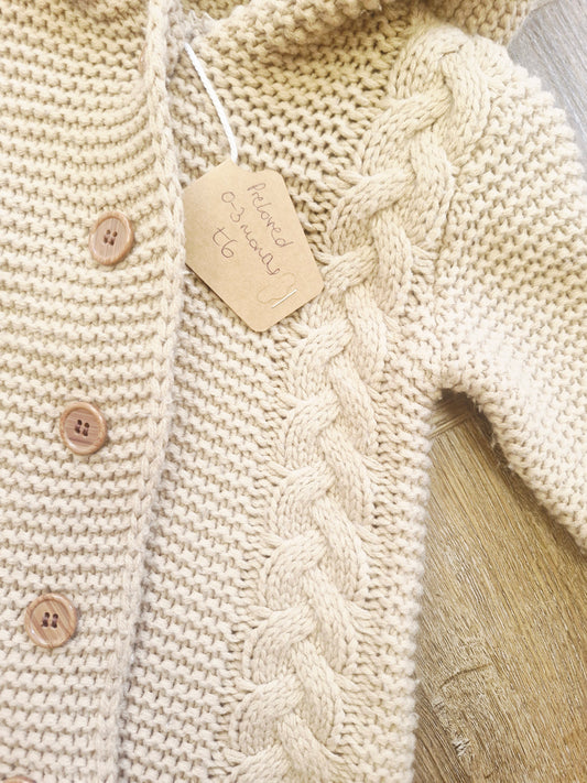 Brown knit baby pramsuit Preloved