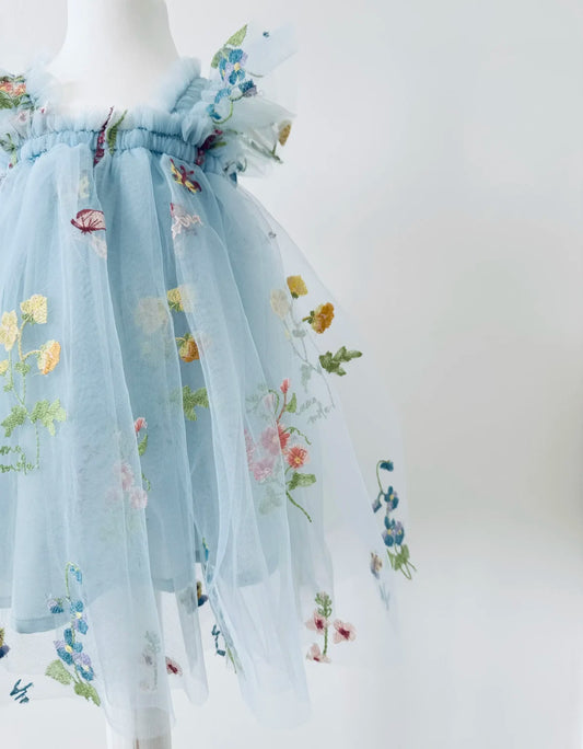 Blue Floral Butterfly Dress