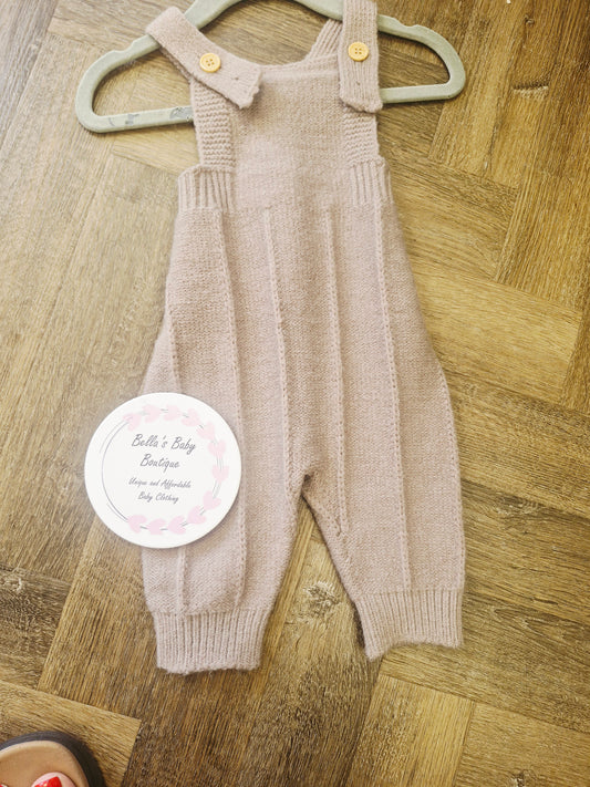 Brown Knit Baby Dungarees Preloved