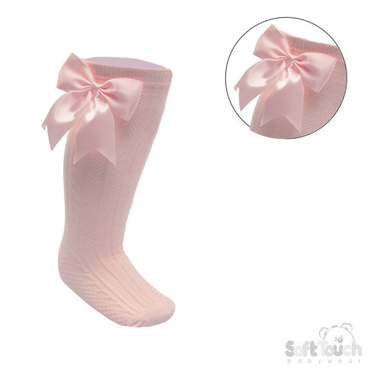Pink Knee High Bow Socks