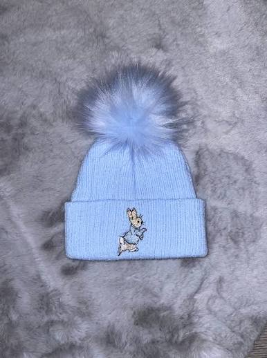 Boy Rabbit Blue Single Pom Hat