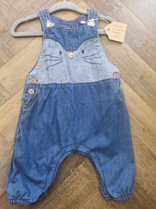 Cat theme denim baby dungarees preloved