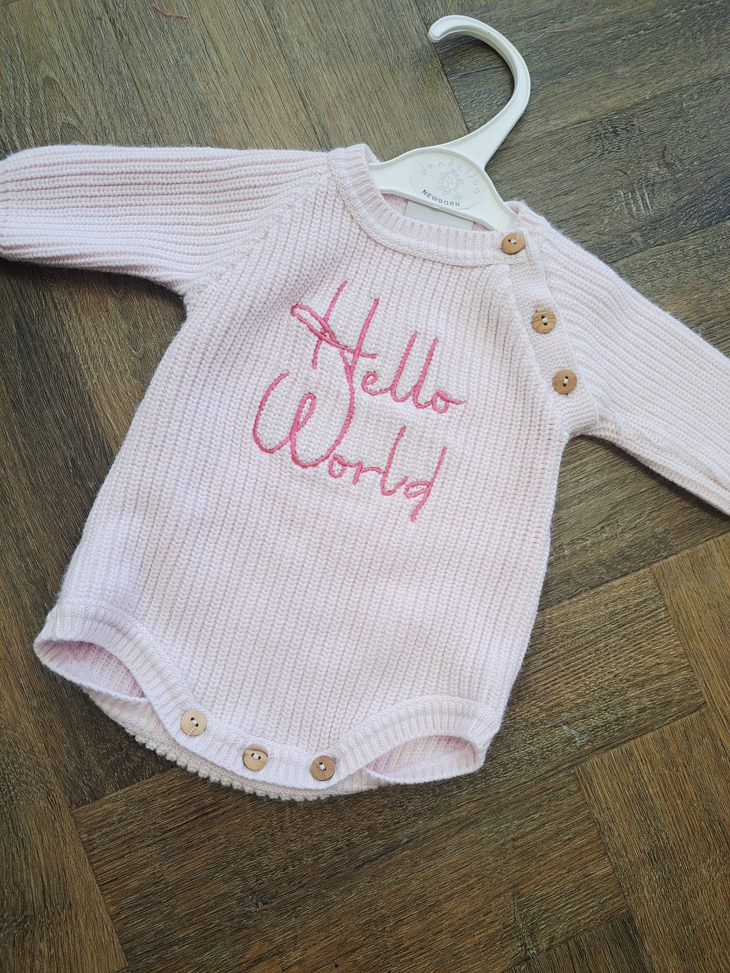 Hello World Pink Knit Romper Preloved