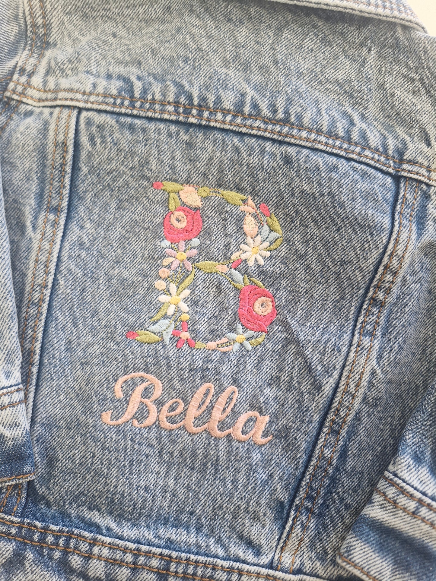 Personalised Floral Initial Denim Jacket