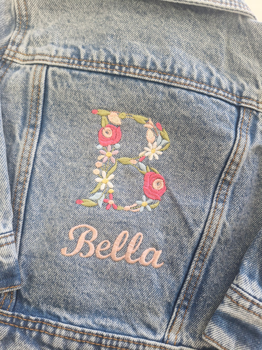 Personalised Floral Initial Denim Jacket