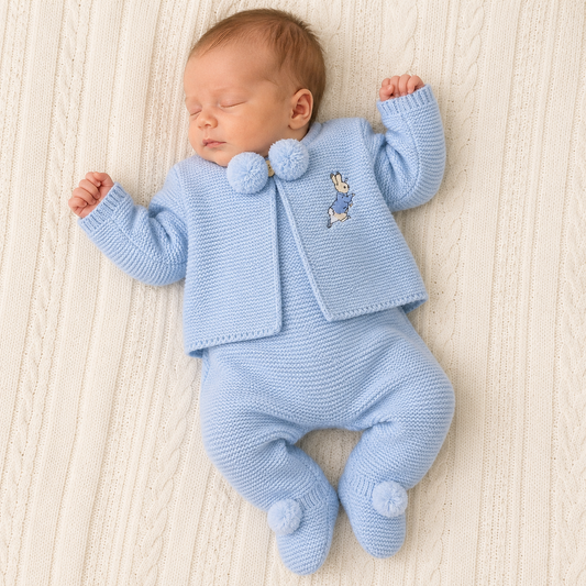 Boy Rabbit Dandelion Pom Pom Knit Set