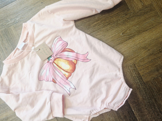 Pink Pumpkin Autum Sweater Romper Preloved