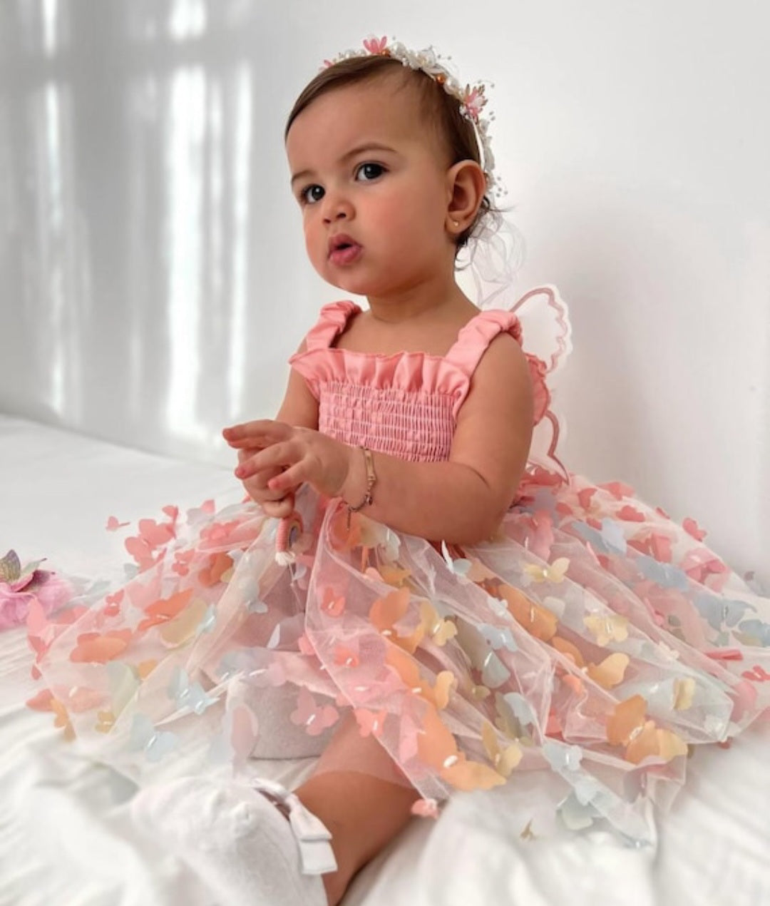 Peach Flutterby Dress