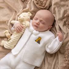 Hunny Bear White Dandelion Pom Pom Knit Set