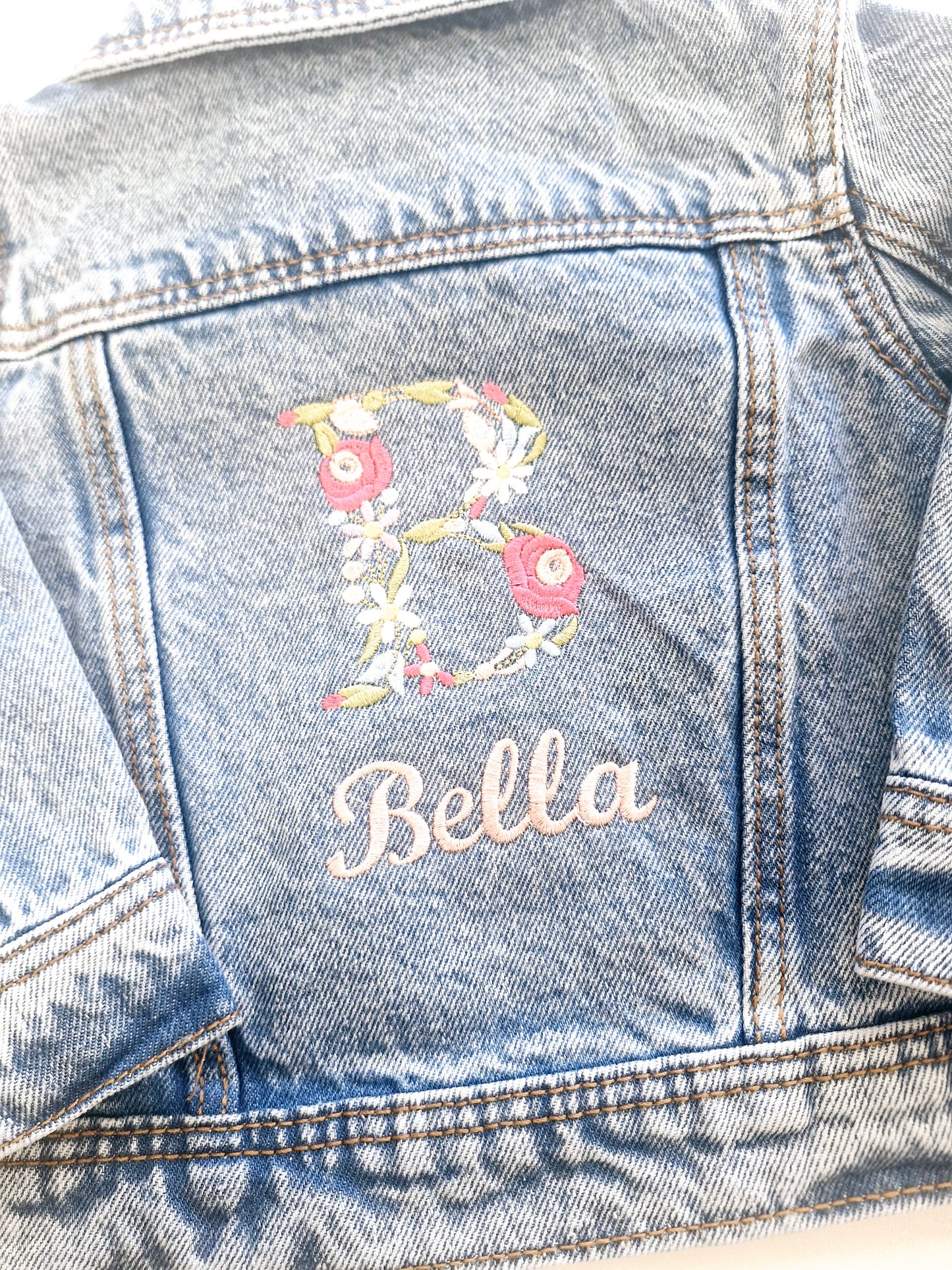 Personalised Floral Initial Denim Jacket