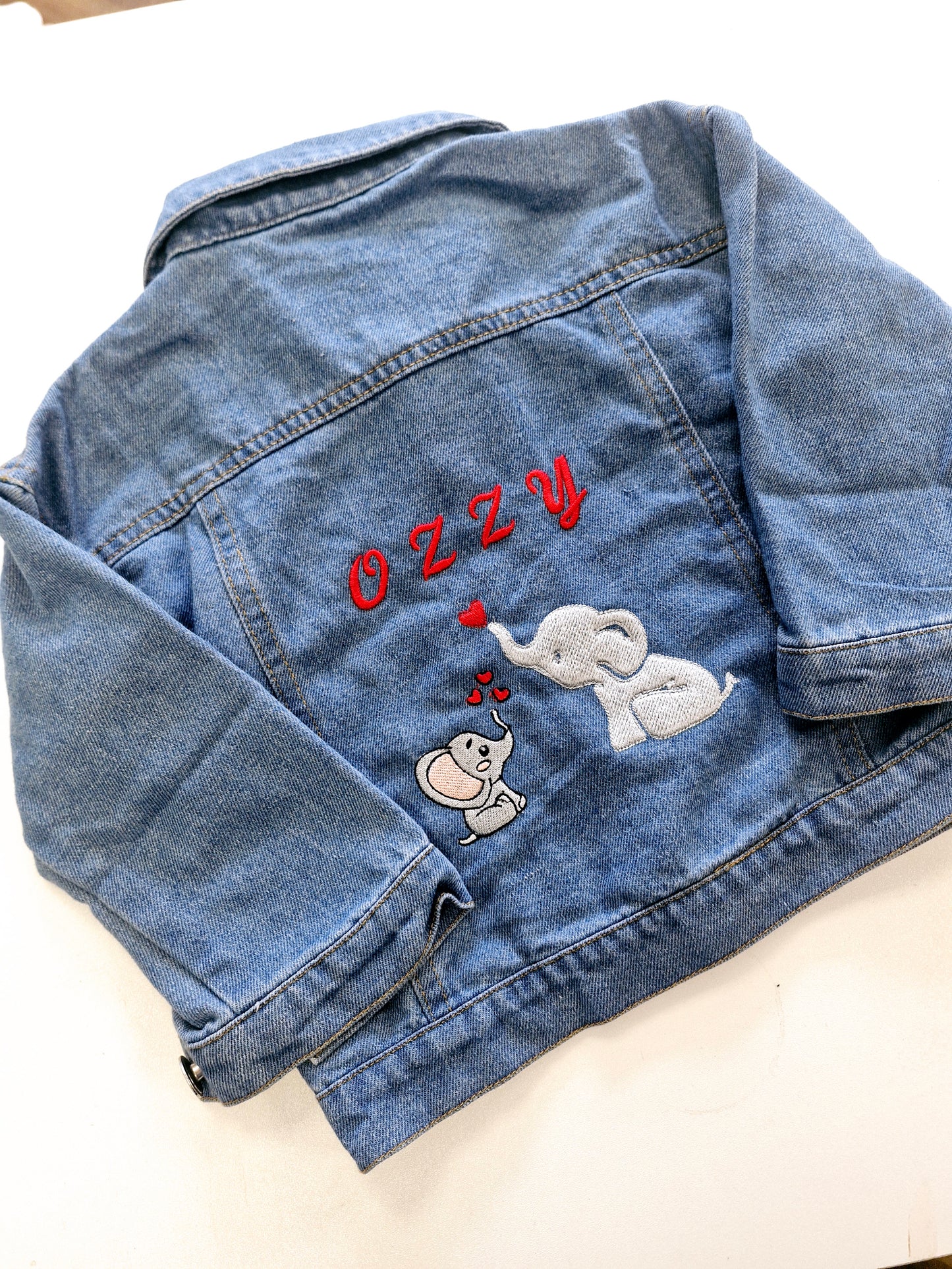 Personalised Elephant Denim Jacket