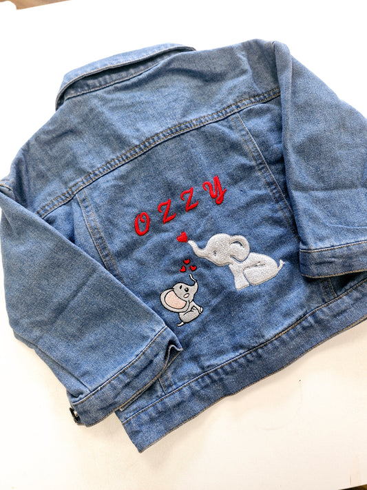Personalised Elephant Denim Jacket