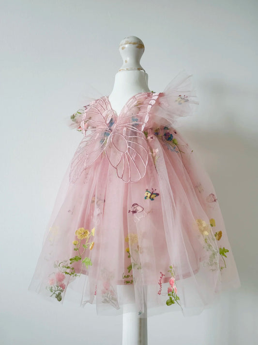 Pink Floral Butterfly Dress