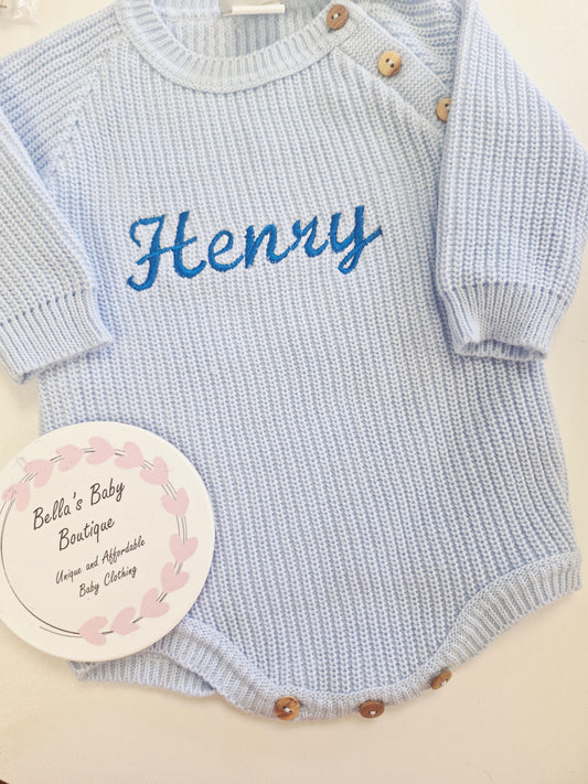 Personalised Embroidered Baby Knit Romper